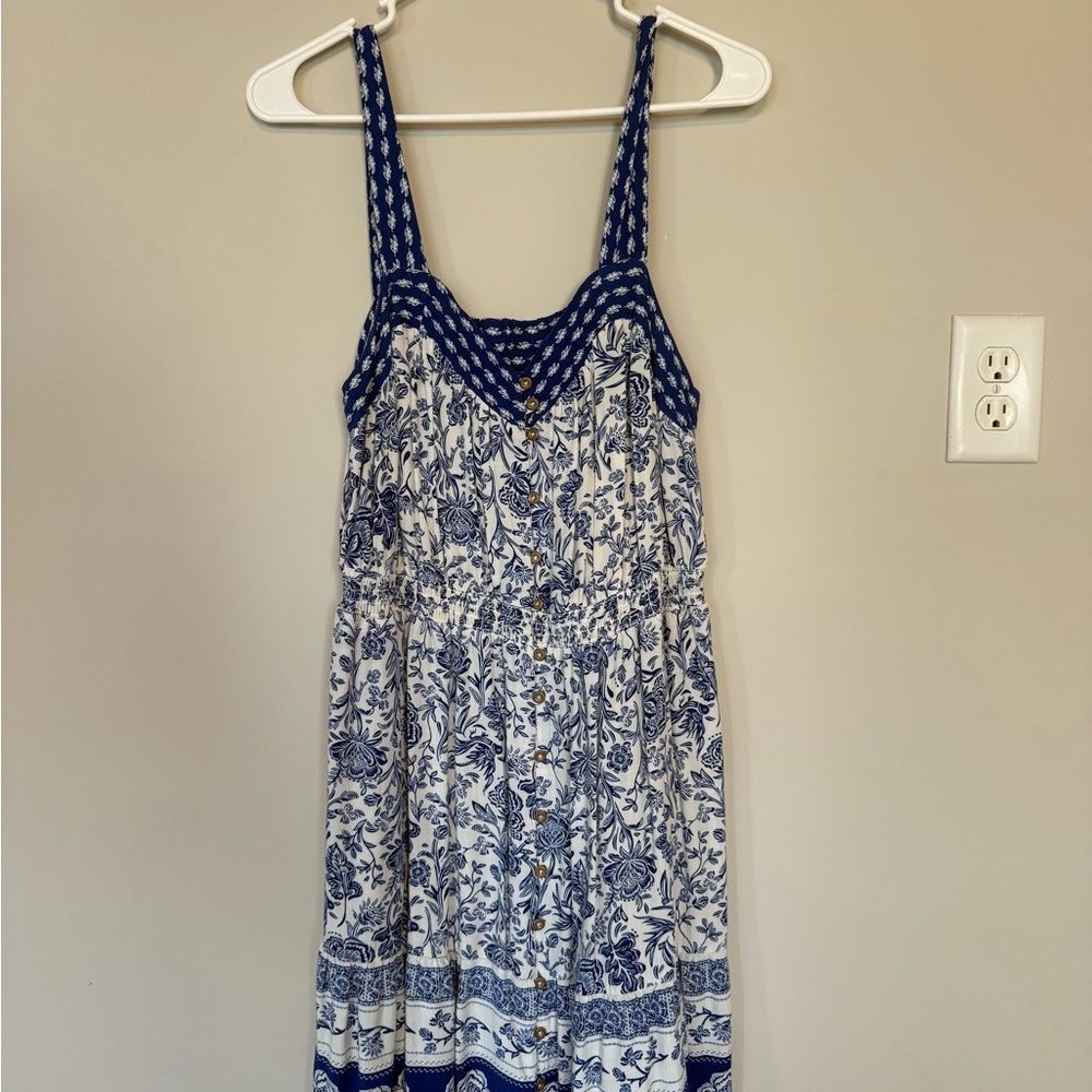 Blue and White Floral Dress